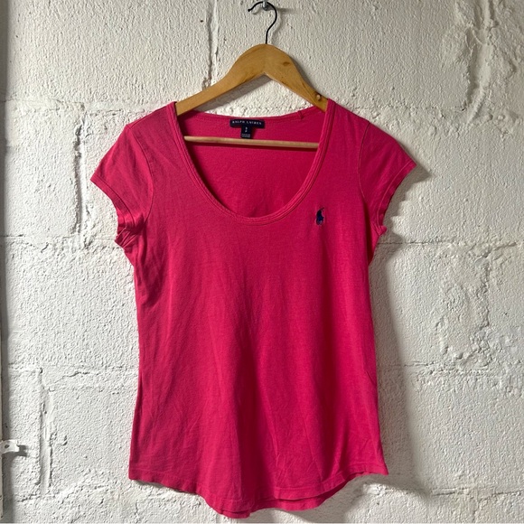 Ralph Lauren Crimson T-shirt with Purple Logo Women’s Sz Small/S/P Short Sleeve - Picture 1 of 5